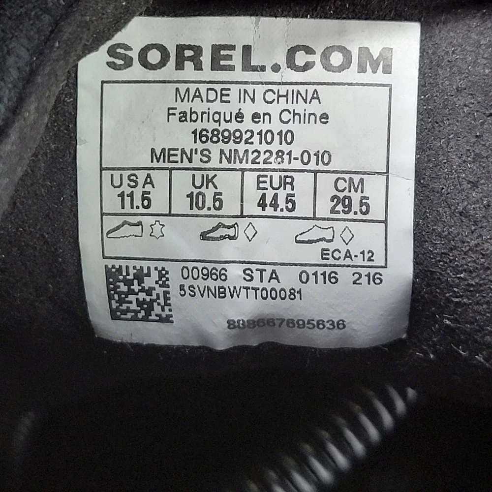 Sorel Madson II Men's 11.5 Waterproof Black Suede Lace Up Chukka Boots‎